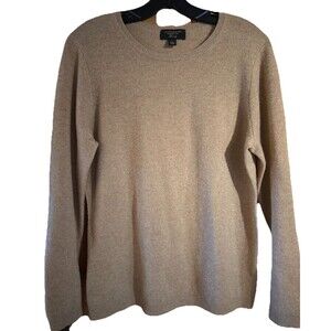 Charter Club 100% Cashmere Sweater Women L  Tan Old Money Minimalist Preppy